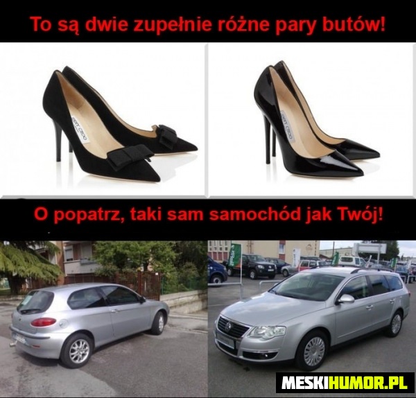 Buty i samochody oczami kobiety Obrazki   