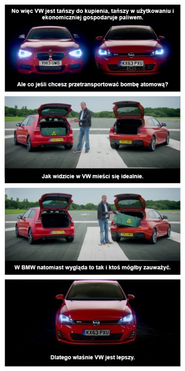 Dlaczego VW jest lepszy od BMW według Clarksona? Obrazki   