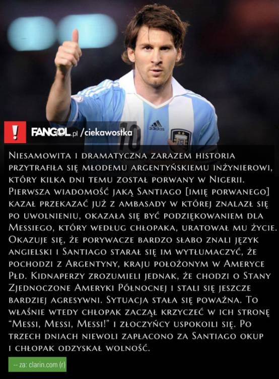 Messi uratował życie porwanemu w Nigerii Obrazki   