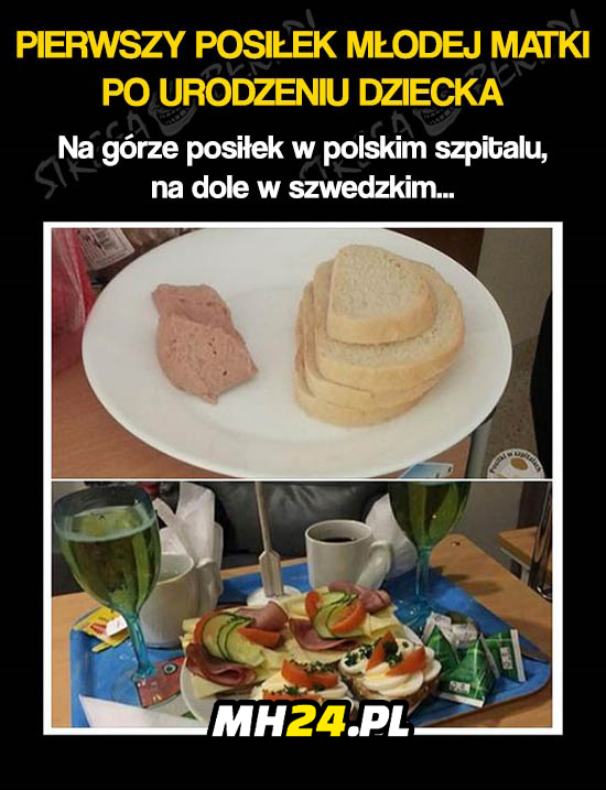 Pierwszy posiłek matki po urodzeniu dziecka - Polska vs Szwecja Obrazki   