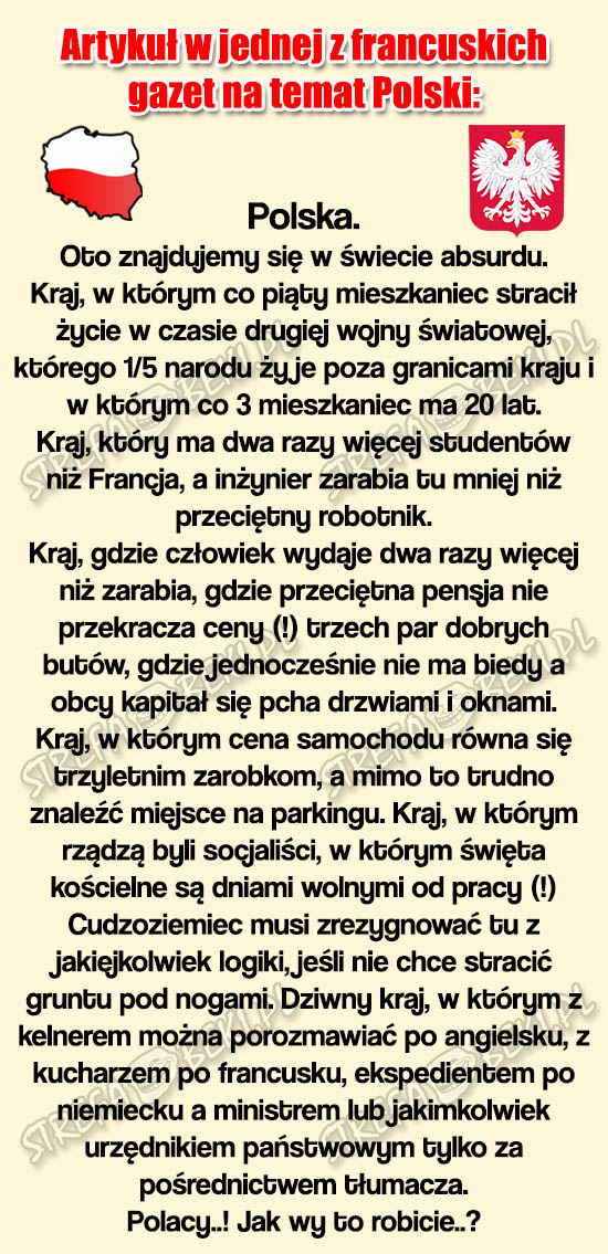 Artykuł we francuskiej gazecie o Polsce Obrazki   