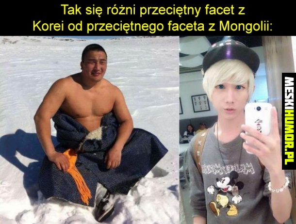 Różnica między chłopakami z  Mongolii i Korei Płd Obrazki   