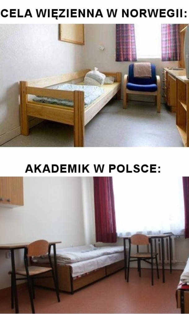 Różnica między celą więzienną w Norwegii, a akademikiem w Polsce Obrazki   