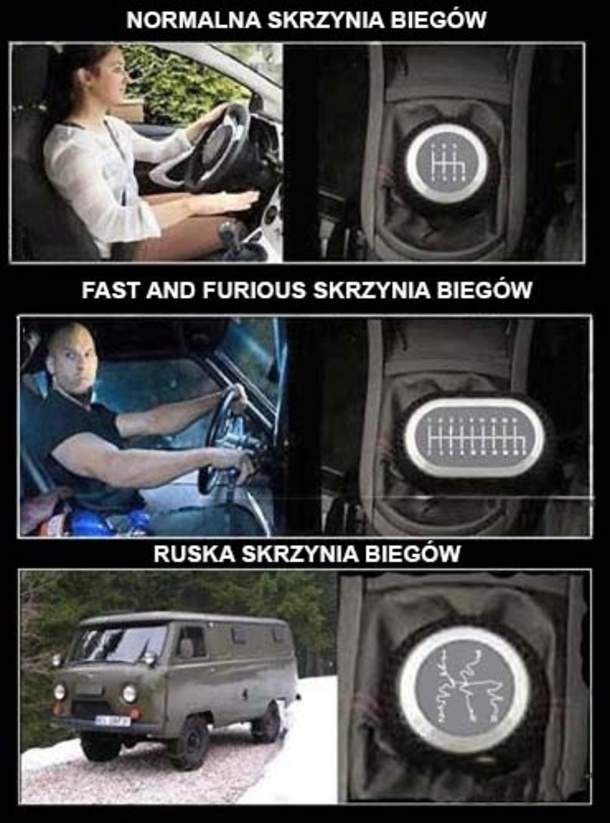 Różnica między skrzyniami biegów - normalną, z Fast and Furious i ruską Obrazki   