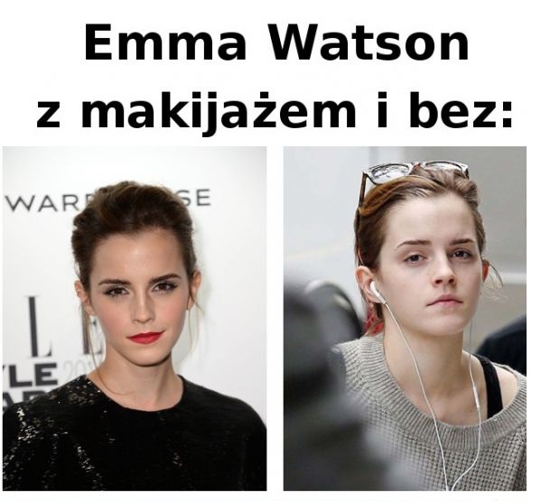 Która Emma ładniejsza? Z makijażem czy bez? Obrazki   