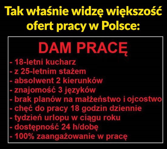 Typowa oferta pracy w Polsce Obrazki   