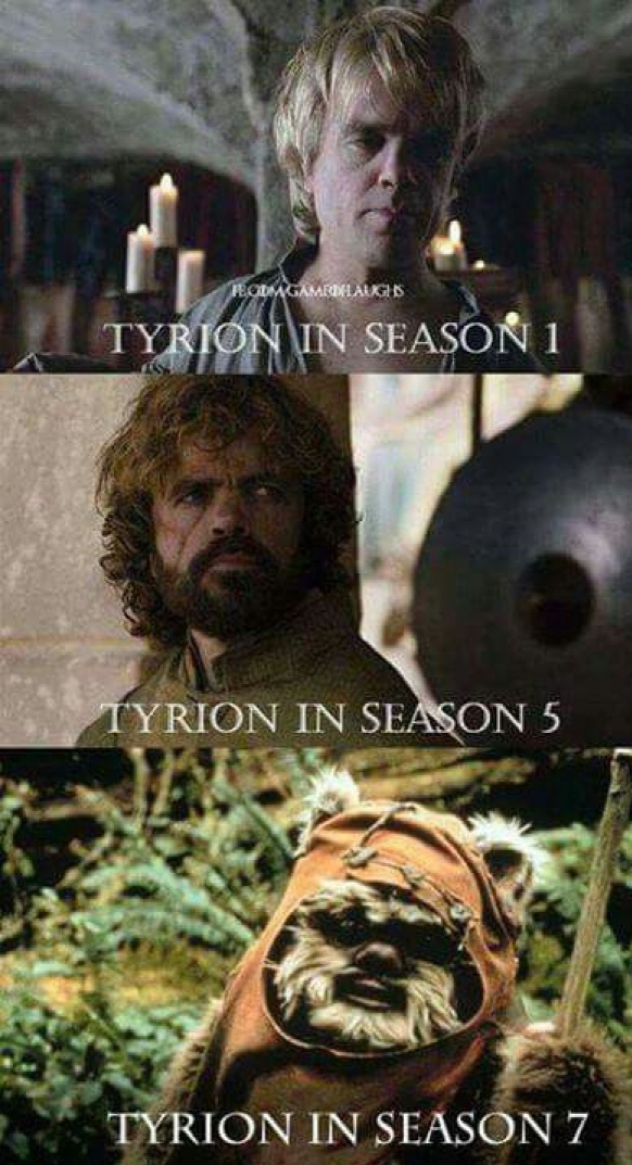 Tyrion w pierwszym, piątym i siódmym sezonie xD Obrazki   