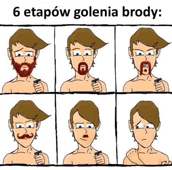 6 etapów golenia brody Obrazki   