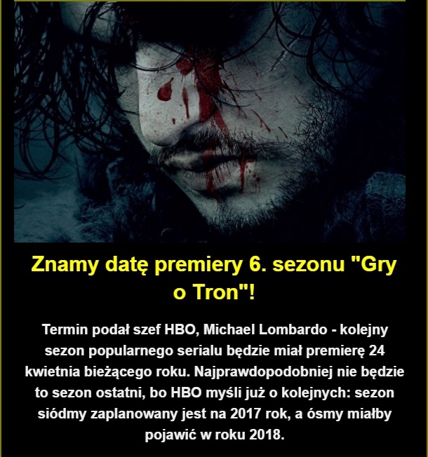 Znamy datę premiery 6. sezonu 'Gry o Tron' Obrazki   