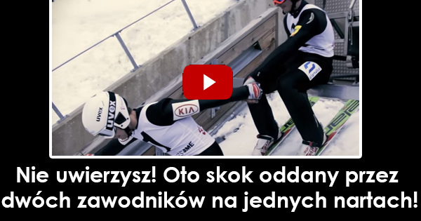 Dwóch zawodników skacze na jednych nartach Sport Video   