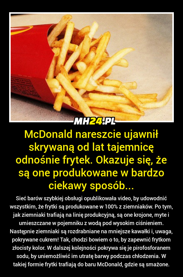 McDonald's ujawnił tajemnicę dotyczącą frytek Obrazki   