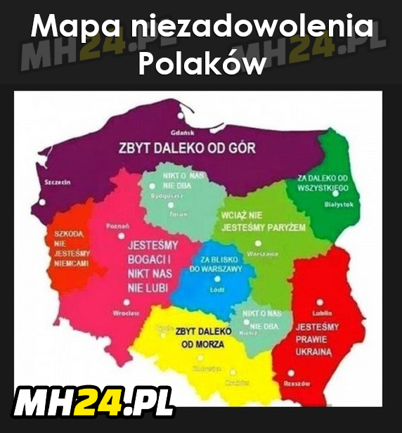 Mapa ukazująca niezadowolenie Polaków Obrazki   