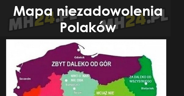 Mapa ukazująca niezadowolenie Polaków
